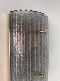 Contemporary Pair of Silver Gray Granita Murano Glass and Brass Sconces Italy - 4100055