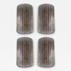 Contemporary Pair of Silver Gray Granita Murano Glass and Brass Sconces Italy - 4101948