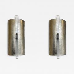 Contemporary Pair of Silver Wall Lights Glass Italy - 4427980