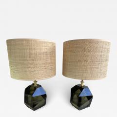 Contemporary Pair of Stone Diamond Murano Glass and Brass Lamps Italy - 2778619