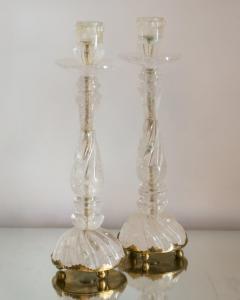 Contemporary Pair of Twisted Rock Crystal Candlesticks - 2241173