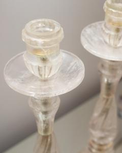 Contemporary Pair of Twisted Rock Crystal Candlesticks - 2241174