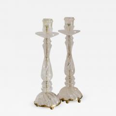 Contemporary Pair of Twisted Rock Crystal Candlesticks - 2250178