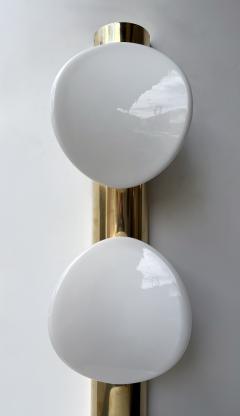 Contemporary Pair of White Murano Glass and Brass Sconces Italy - 4606287
