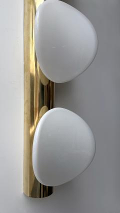 Contemporary Pair of White Murano Glass and Brass Sconces Italy - 4606288