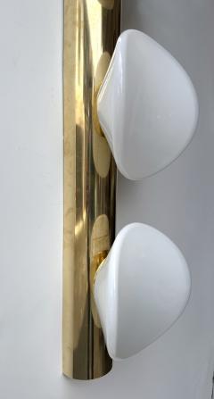 Contemporary Pair of White Murano Glass and Brass Sconces Italy - 4606289