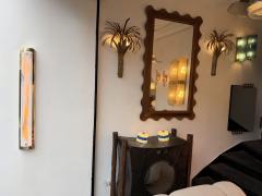 Contemporary Pair of White Pennellate Murano Glass and Brass Sconces Italy - 4495782