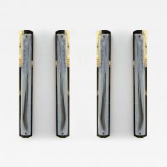 Contemporary Pair of White Pennellate Murano Glass and Brass Sconces Italy - 4495988