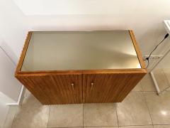 Contemporary Pair of Wood Pliss Brass Mirror Buffets Cabinets Italy - 3264174