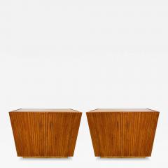 Contemporary Pair of Wood Pliss Brass Mirror Buffets Cabinets Italy - 3272989