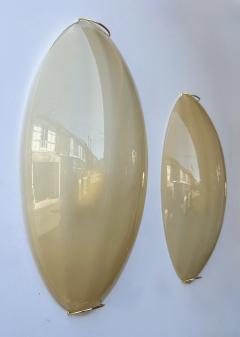 Contemporary Pair of Yellow Gold Leaf Murano Glass and Brass Sconces Italy - 4102132