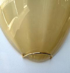 Contemporary Pair of Yellow Gold Leaf Murano Glass and Brass Sconces Italy - 4102133