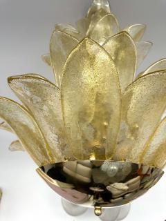 Contemporary Palm Pendant Lighting Gold Murano Glass and Brass Italy - 4116522