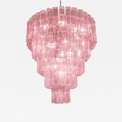 Contemporary Pink Square Tubes Murano Glass Chandelier - 4493279