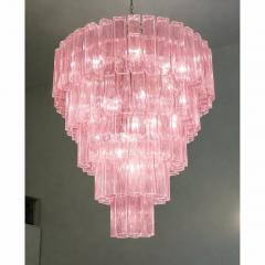 Contemporary Pink Square Tubes Murano Glass Chandelier - 4567369