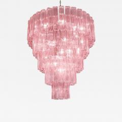 Contemporary Pink Square Tubes Murano Glass Chandelier - 4569930