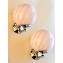 Contemporary Pink Swirl Rods Murano Glass Wall Sconce Set of Two - 4567426