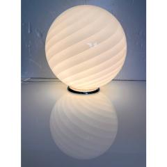 Contemporary Pink Swirl and Milky White Sphere Murano Glass Table Lamp - 4350303