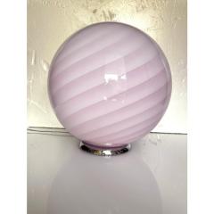Contemporary Pink Swirl and Milky White Sphere Murano Glass Table Lamp - 4350305