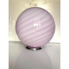 Contemporary Pink Swirl and Milky White Sphere Murano Glass Table Lamp - 4602798