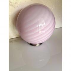 Contemporary Pink Swirl and Milky White Sphere Murano Glass Table Lamp - 4602799