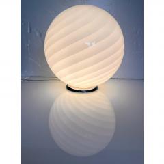 Contemporary Pink Swirl and Milky White Sphere Murano Glass Table Lamp - 4602800