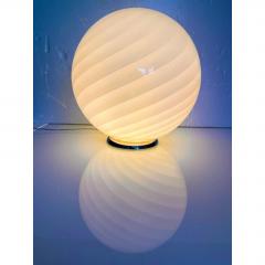 Contemporary Pink Swirl and Milky White Sphere Murano Glass Table Lamp - 4602801
