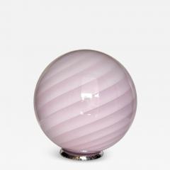 Contemporary Pink Swirl and Milky White Sphere Murano Glass Table Lamp - 4603158