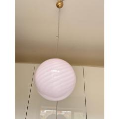 Contemporary Pink Swirl and Milky White Sphere Pendant in Murano Glass - 4302726