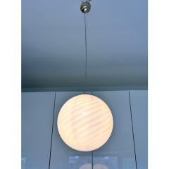 Contemporary Pink Swirl and Milky White Sphere Pendant in Murano Glass - 4302727