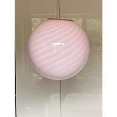 Contemporary Pink Swirl and Milky White Sphere Pendant in Murano Glass - 4302729