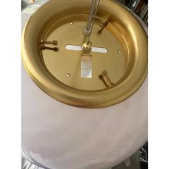 Contemporary Pink Swirl and Milky White Sphere Pendant in Murano Glass - 4302731