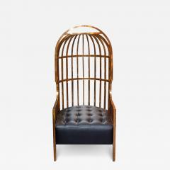 Contemporary Polished Brass and Leather Upholstered Birdcage Chair - 2857659