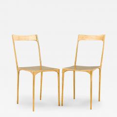 Contemporary Polished Bronze Banquete Side Chairs - 4204735