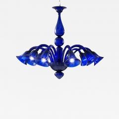 Contemporary Pop Blue Ocean Murano Style Glass Chandelier 8 Arms - 4446140