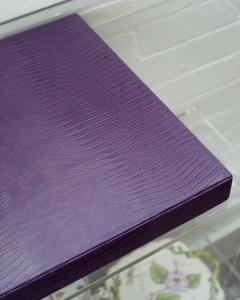 Contemporary Purple Lizard Embossed Leather Large Square Tray - 3091071