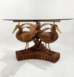 Contemporary Rattan and Glass Bird Dining Table France - 3721655