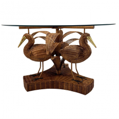 Contemporary Rattan and Glass Bird Dining Table France - 3721658