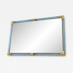 Contemporary Rectangular Light Blue Mirror Torchon Torciglione Murano Glass - 4567567