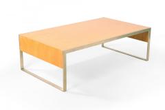 Contemporary Rectangular Maple and Steel Coffee Table - 4660322