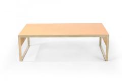 Contemporary Rectangular Maple and Steel Coffee Table - 4660323