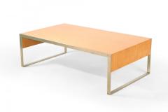 Contemporary Rectangular Maple and Steel Coffee Table - 4660324