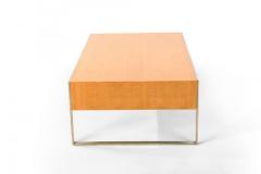 Contemporary Rectangular Maple and Steel Coffee Table - 4660325