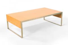 Contemporary Rectangular Maple and Steel Coffee Table - 4660326