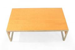 Contemporary Rectangular Maple and Steel Coffee Table - 4660328