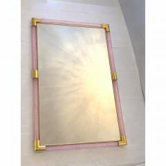 Contemporary Rectangular Pink and Gold Mirror With Torchon Murano Glass - 4567256