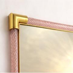 Contemporary Rectangular Pink and Gold Mirror With Torchon Murano Glass - 4567257