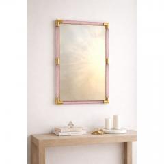 Contemporary Rectangular Pink and Gold Mirror With Torchon Murano Glass - 4567259