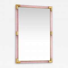 Contemporary Rectangular Pink and Gold Mirror With Torchon Murano Glass - 4569899