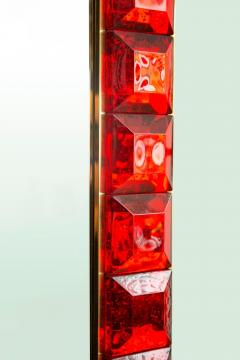 Contemporary Red Diamond Murano Glass Mirror In Stock - 1813061
